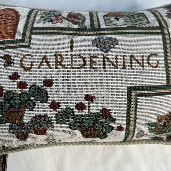 I Love Gardening Tapestry Pillow VTG Country Farmhouse Rustic Charm 12 X 9 Nana‎