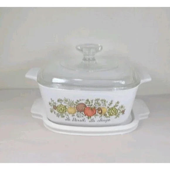 Corning Ware Spice Of Life Le Persil La Sauge Casserole w/lids A-1 1/2-B 1.5 Qt