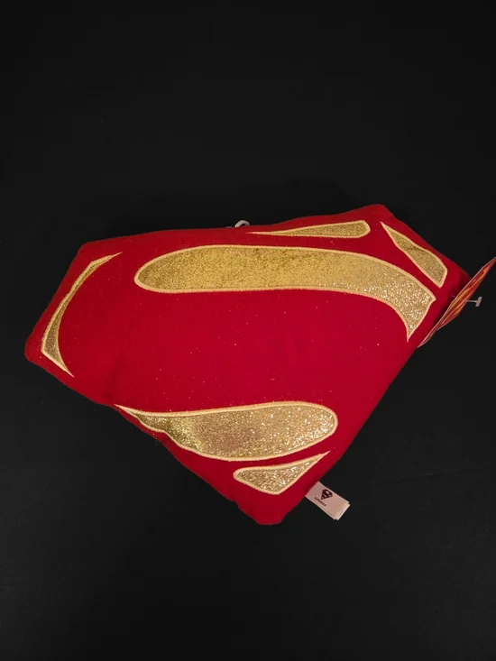 Superman Red & Gold Glitter Logo Pillow