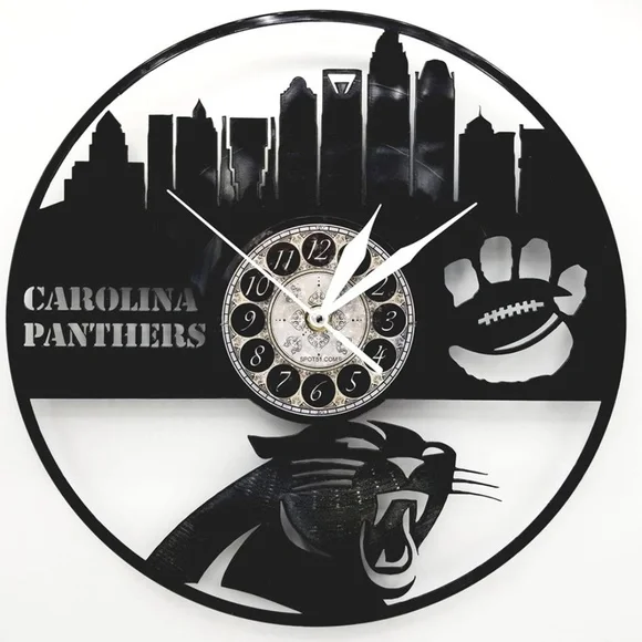 CAROLINA PANTHERS vinyl record clock