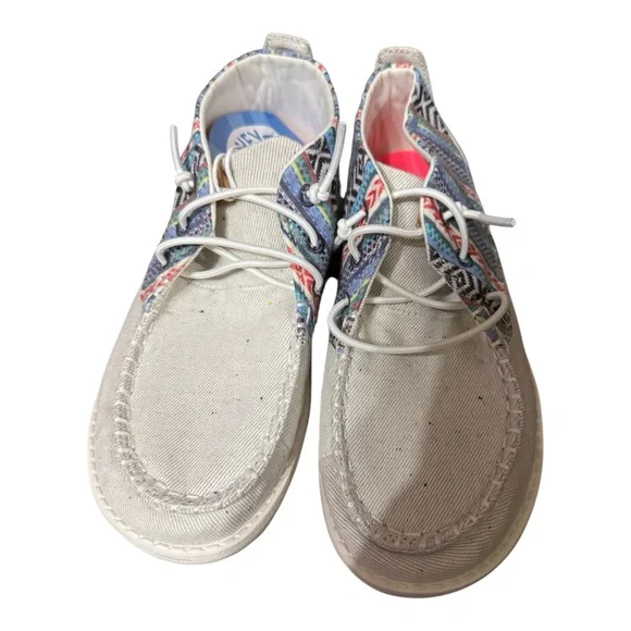 Hey Dude Light Grey Slip-On Shoes with Pink Insole