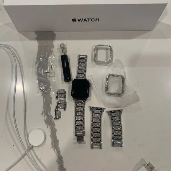 Apple Smartwatch with Silver and Black Accents