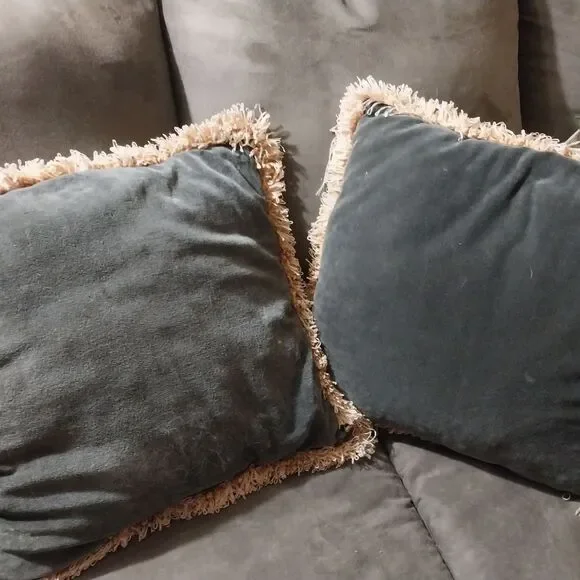 Elegant Gray Throw Pillows with Fringe