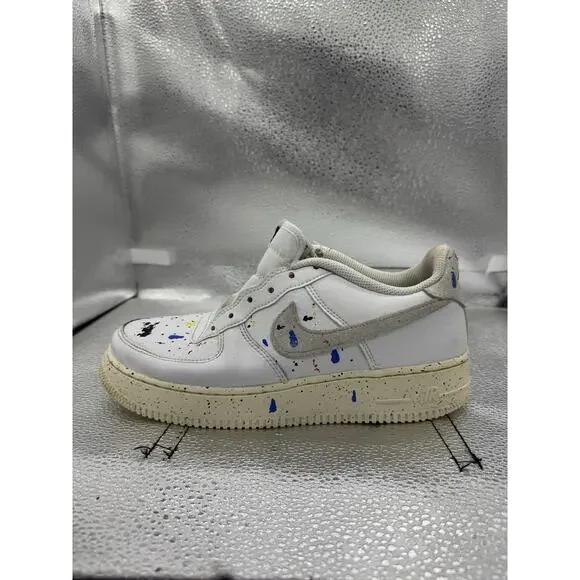 nike air force 1 lv 8 3 gs low paint splatter dj2598-100 size 7y No Laces #2