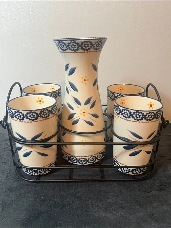 TEMP-TATIONS by Tara Carafe and Tumbler Set in OLD WORLD BLUE KITCHEN