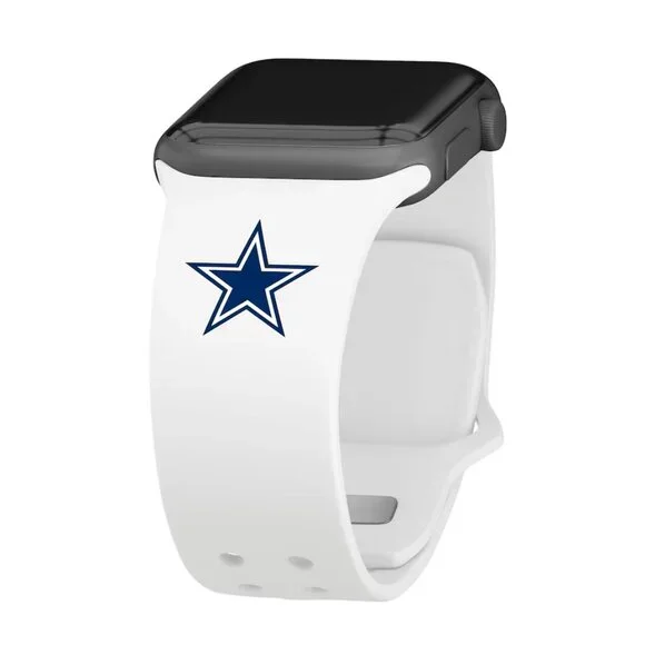 Dallas Cowboys Logo Silicone Apple Watch Band - White