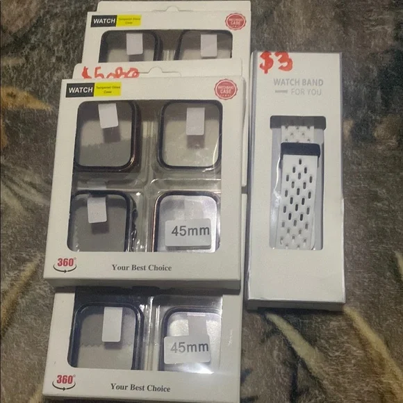 45mm Watch Cases and White Watch Band