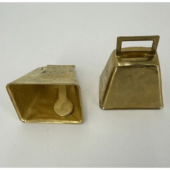2 Vintage Style Gold Tone Metal Bells‎