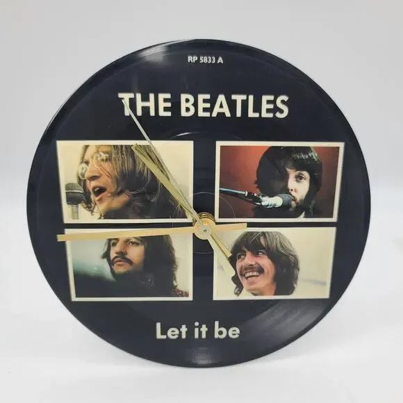 The Beatles Vinyl Record Wall Clock “Let It Be” 45 RPM Original 1970s