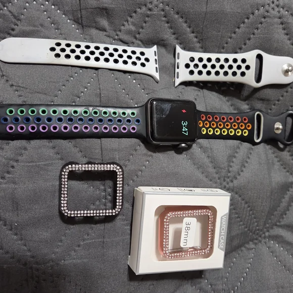 Apple Smartwatch with Black and Multicolor Bands