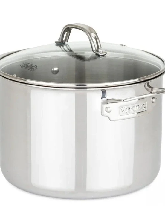 Viking 3-Ply Bonded Stainless Steel 8QT Stock Pot with Lid - Silver