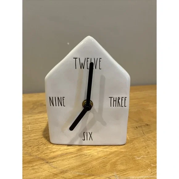 Rae Dunn Artisan Collection House Shaped Clock Numbers Spelled Out Tested‎