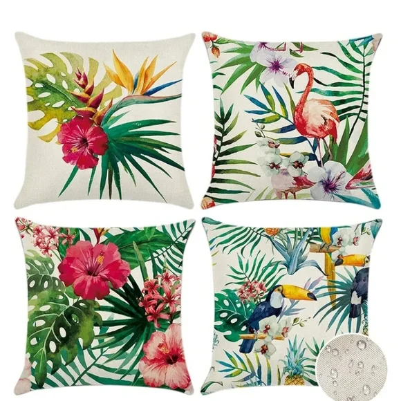 4 Pcs Decorative‎ floral bird pillow cases 18x18