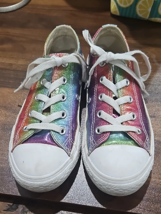 Converse Kids Rainbow Glitter Low-Top Sneakers - White Laces