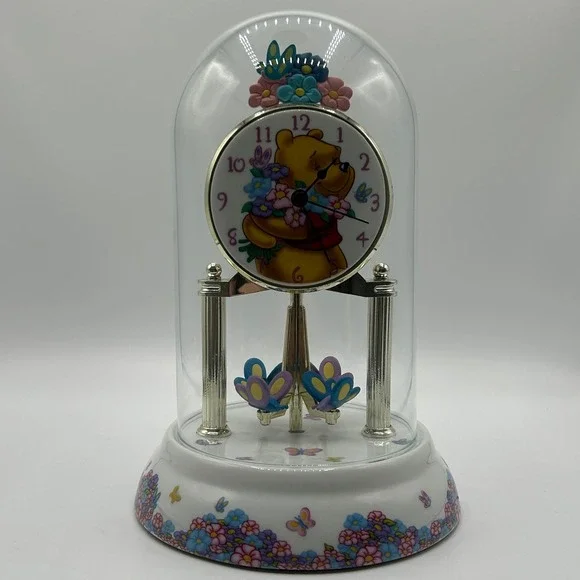Disney Winnie the Pooh Anniversary Clock Butterflies‎ Flowers Battery Y2K 2001