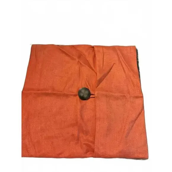 Pottery Barn Orange Linen Pillow cover with Button Closure (1)