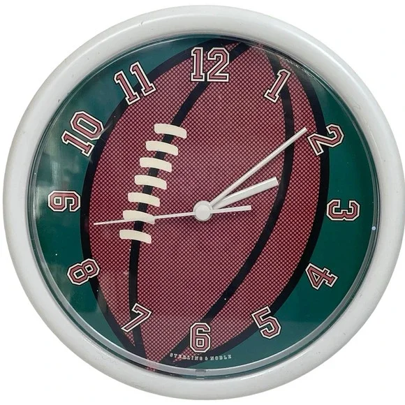 Sterling & Noble Football Wall‎ Clock Green Brown Sports Decor 9