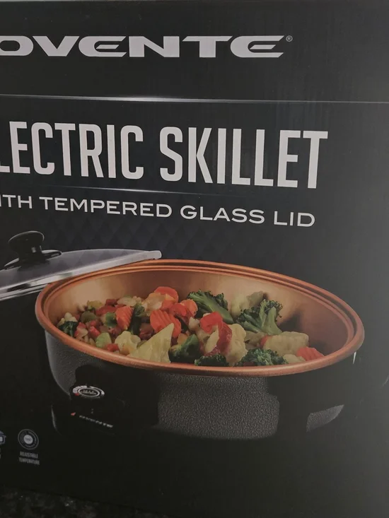 Ovente Copper-Tone Electric Skillet with Tempered Glass Lid - Copper/Black