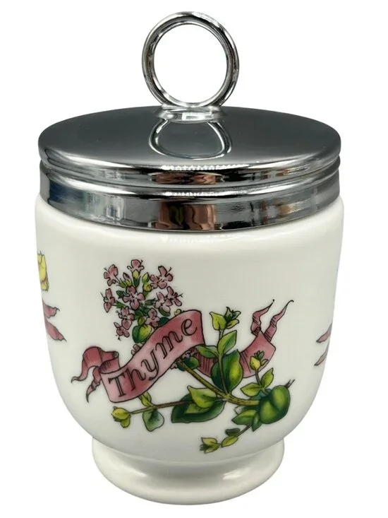 Royal Worcester Porcelain Egg Coddler Herb Jar Thyme Nasturtium Design 4