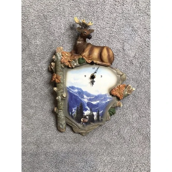 Vintage‎ Rustic Deer Wall Clock 'Time Of Majesty' 3D Design Cabin Decor