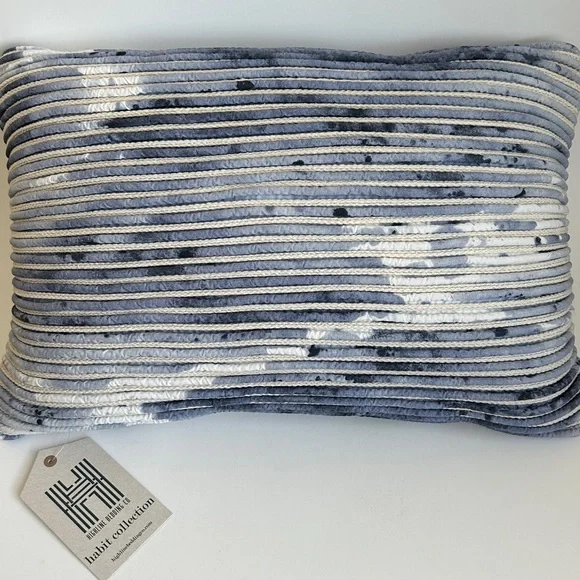 Highline Bedding Inc. Blue White Striped Bolster Home Decor Pillow 14” x 20”