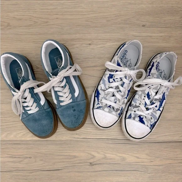 Vans Old Skool + Converse Shark Print Boys Sneaker Bundle Skater Y2K