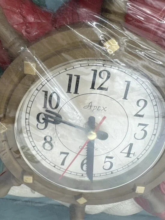 Vintage Lobster Seafood Ship Captains Wheel Kitchen Clock Nautical Retro NEW