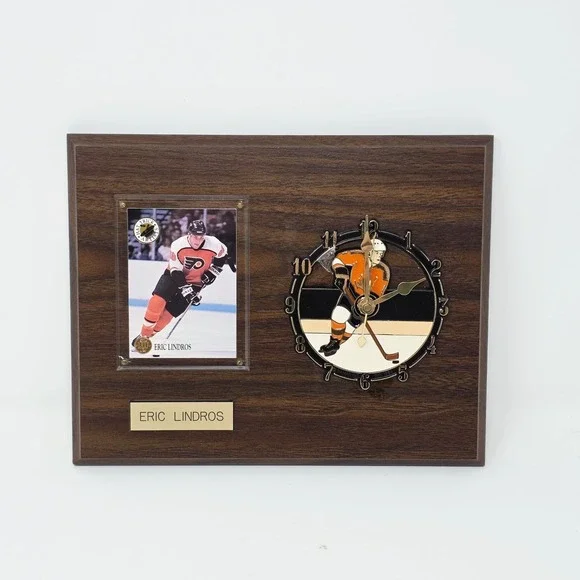 Eric Lindros Philadelphia Flyers Wood Plaque Vintage NHL Hockey Wall‎ Clock 8x10