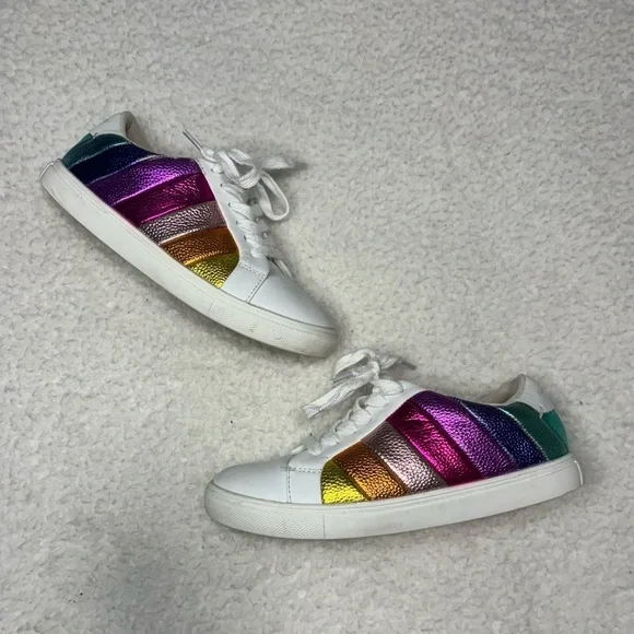Kurt Geiger Kids Rainbow Lane Stripes Leather Sneakers