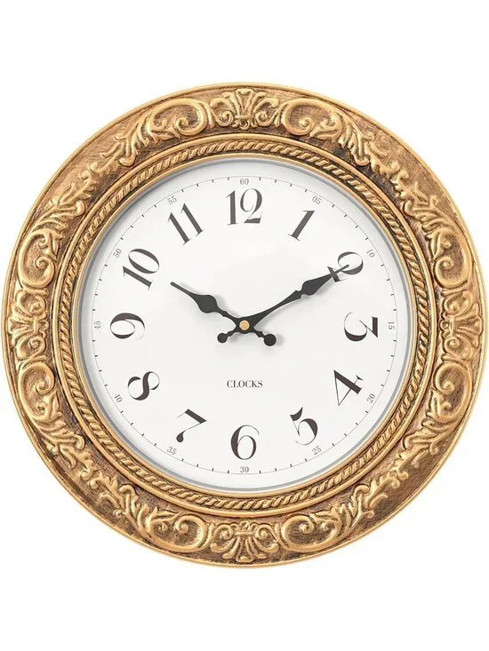 Home Gold Analog Quartz Battery Operated European Vintage Decorative Wall Clock