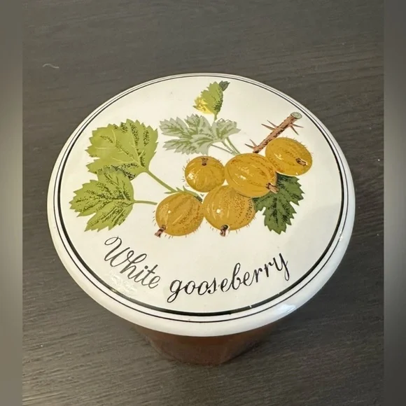 Vintage White Gooseberry Preserves Container by Gailstyn Sutton Jam Jar Ceramic