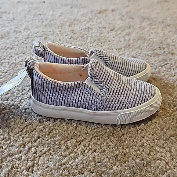 Cat and Jack Slip on Foster Canvas Sneaker blue and white stripped