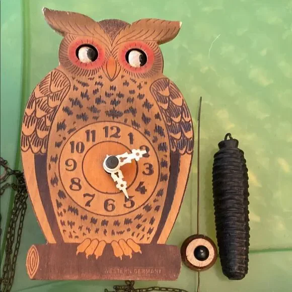 Vintage Owl Wall Clock made in Western Germany