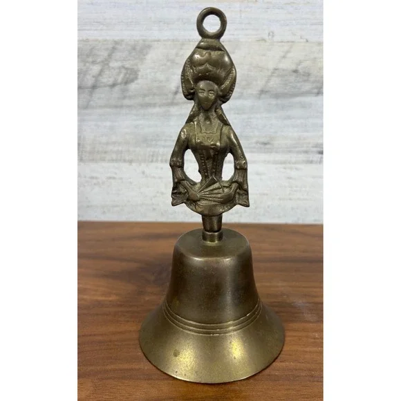 Brass Victorian Lady Bell Early 20th Century 7