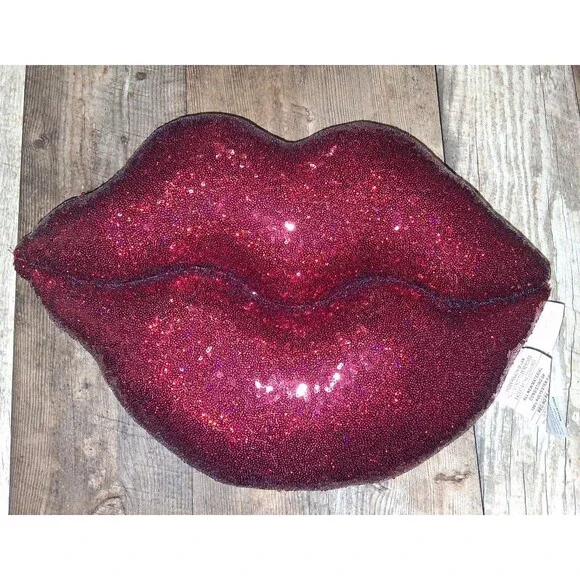 Isaac Mizrahi Red Lips Seaquin Throw Pillow