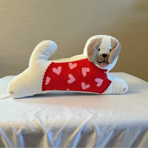 Heart Pattern Dog Shaped Plush Pillow. NWOT