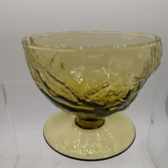 1960's Yellow/Green Crinkled Ice Cream /Sherbet bowls Set of 3