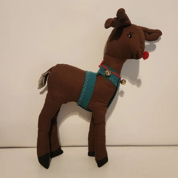 12” Handmade Plush Reindeer Decor Throw Pillow