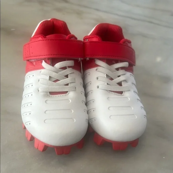 Red and White Sneakers with Velcro Strap