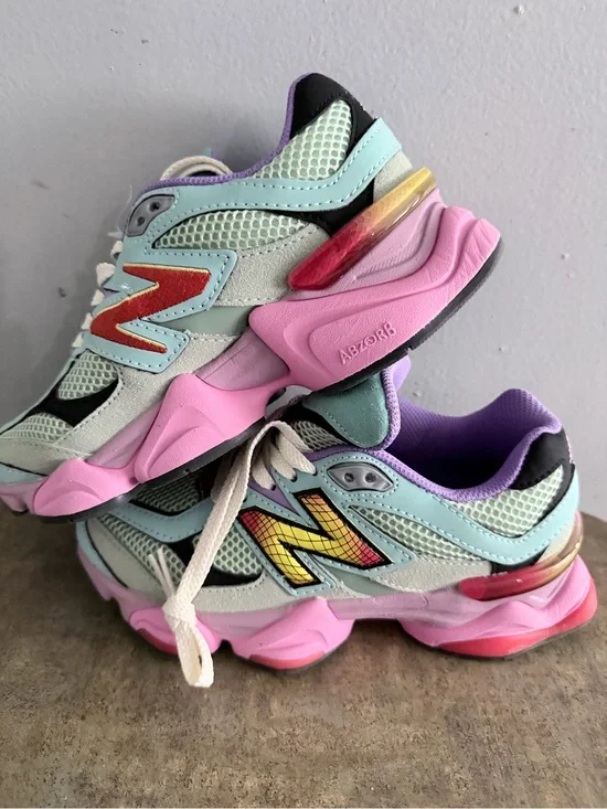 New Balance Kids Mint, Pink & Purple Athletic Sneakers with Rainbow Accent