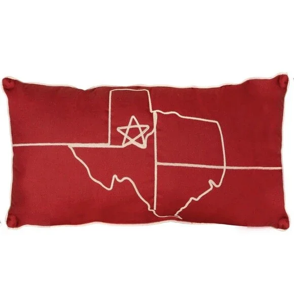 Texas Proud Lumbar Decorative Throw Pillow Red Texas Star Embroider 14 x 24