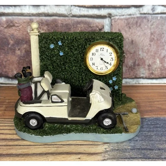 Golf Cart Nikko Desk Clock Country Time‎ Piece Collection 19th hole Resin TESTED