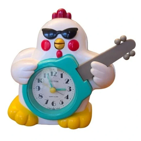 Vintage 90s Rock n Roll Chicken Rhythm Japan Guitar Alarm Clock‎ Rare Tested