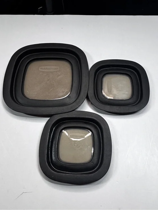 3 Rubbermaid Premier Container Replacement Lids ONLY Window Slate Gray