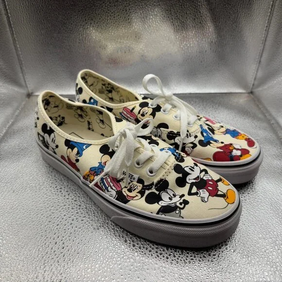 Size M6/W7.5 Vans x‎ Disney Authentic Mickeys Birthday Unisex White Sneakers