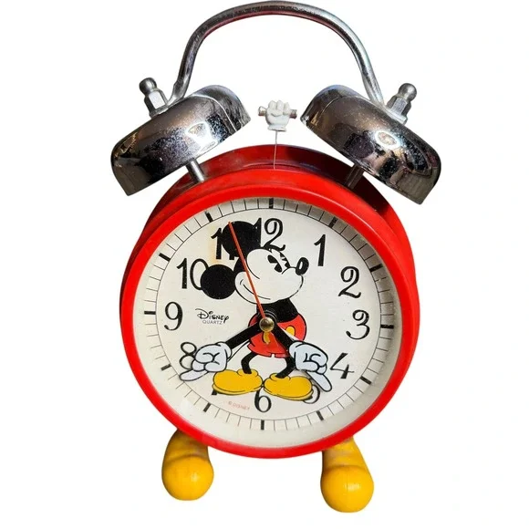Disney Mickey Mouse Red Retro Twin‎ Bell Alarm Clock *Parts only, does not work*
