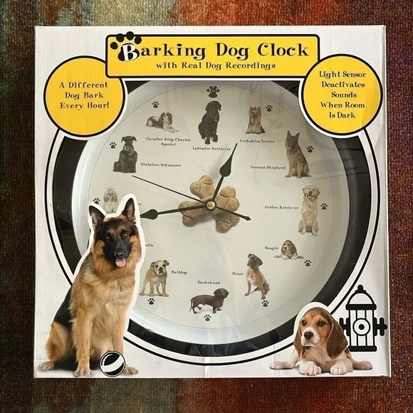 Brand New Barking Dog Clock Different Dog Bark Every Hour Popular Breeds Round