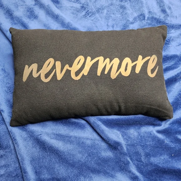 Black‎ Pillow with Gold 'Nevermore' Text Wednesday Netflix Addams Family Gothic