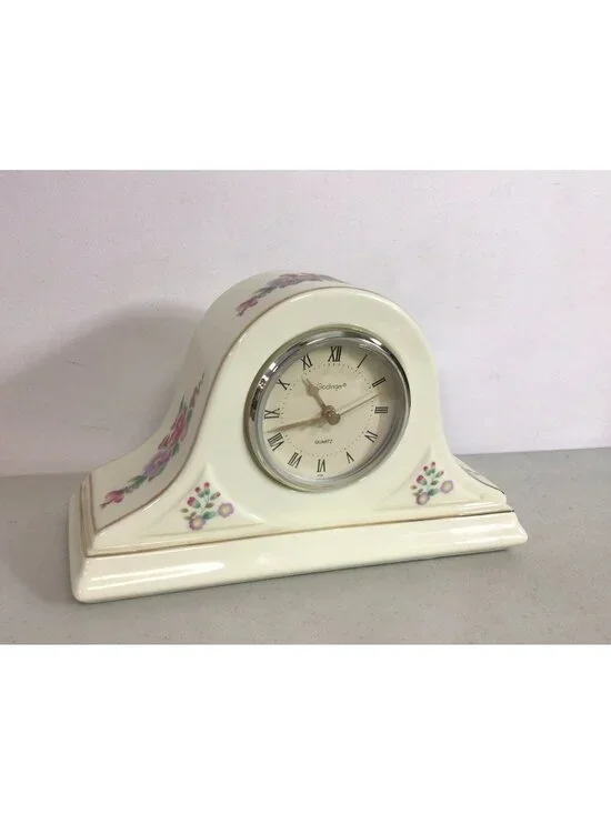 Godinger Vintage Floral Ceramic Mantle Clock Hand Painted Works