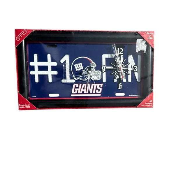 NEW! New York Giants License Plate Quartz Clock